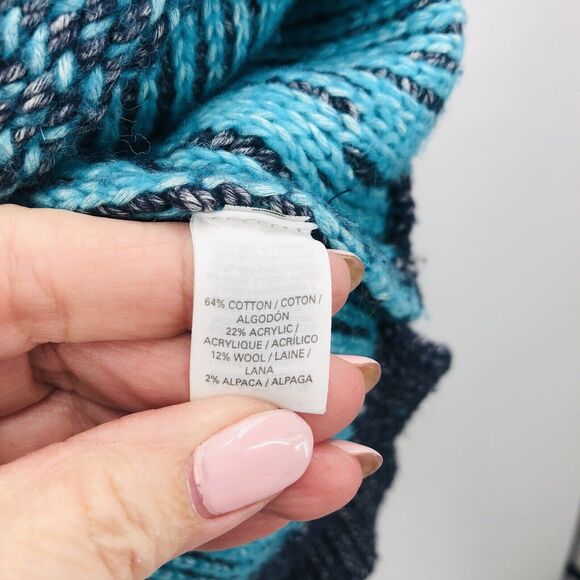 Victoria's Secret Blue Teal High Low Cotton Wool Alpaca Blend Sweater Size XL - Picture 3 of 8